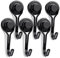 WPNCYK 6 Pcs 40 LB+ Magnetic Hooks, Strong Neodymium-Iron-Boron Magnets, Swivel Metal Hanging Hooks for Hanging, Ceiling, Camping, Kitchen (Black)