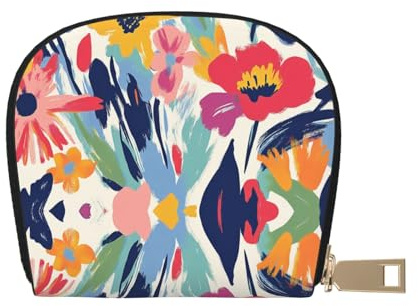 ASDJHFABKY Abstract Floral Leaves Leather Bag Boho Art Wallet Watercolor Card Pack New Parents - Pediatrician and Pharmacy Cards 9X11CM
