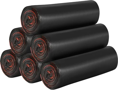 10L Bin Liners - Bathroom Bin Bags with Handle & Tie, Fit 8L-15L Garbage Bin (Black,120 Bags) - Suitable for Office, Toilet, Kitchen