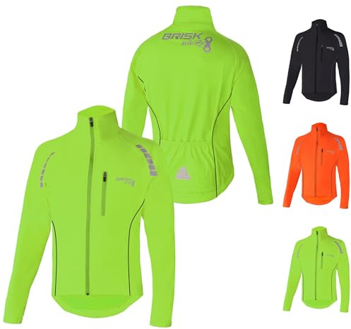 Brisk Bike Men's Cycling Jackets Water Resistant Softshell Thermal Cycling Jackets Winter Waterproof Windproof Hi Vis cycling jacket Breathable & Lightweight men women cycling jacket (Green, XL)