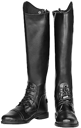 TuffRider Men’s Starter Front Field Boots | Durable, Easy to Clean Water-Resistant Horse Riding Boots for Men - Black - 12