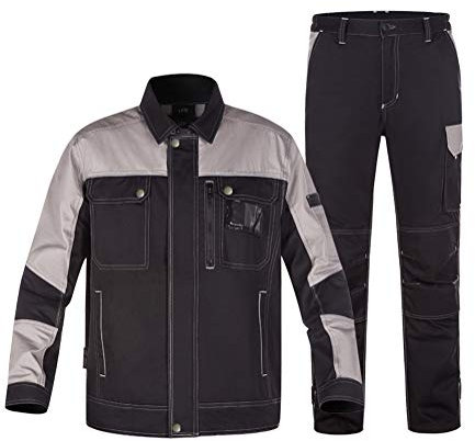 YJKJ Schweißerjacke, Schweißer-Arbeitsjacke, Vier-Jahreszeiten-Anzug Antistatisch Tragbar Verbrühungshemmend Baumwolle Schweißer, Fabrik, BAU, Autoreparatur,B,XXL