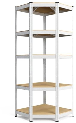 baudim® Eck-Schwerlastregal 180x70x40x42,5 cm, 5 MDF-Böden, 750 kg verzinkt | Werkzeugloses Stecksystem für Keller, Garage und Lager, flexibel nutzbar als Vorrats-, Lasten-, Garagen- oder Werkstattregal.
