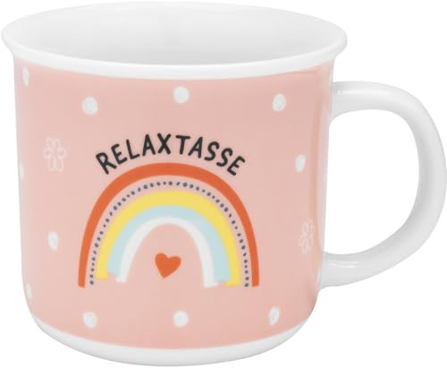 GRUSS & CO Tasse mit Motiv Relaxtasse | Lieblingstasse in Geschenkbox, Porzellan, 38 cl, Tasse mit Spruch | Geschenk, Geburtstag, lustiges Geschenk | 48940, Rosa