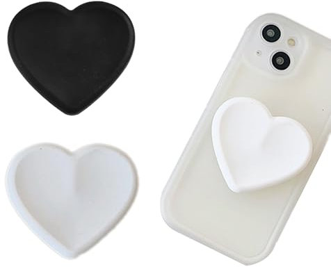Set of 2 Universal Heart-Shaped Phone Grip Holder with Stand,Finger Grip with Kickstand - Compatible with Smartphones, Mobiles & Cases