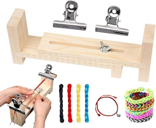 Funklu Justerbar paracord stencil armbandstillverkare, U-formad träramssats, paracord jig maker armband med 2 klämmor, gör-det-själv tyg (4 rullar 24 m vävt rep armband