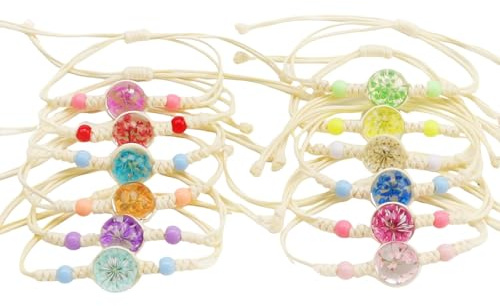 KINHARD 12 Pezzi Braccialetti Amicizia, Regolabili Braccialetti Bambina, Intrecciati a Mano con Fiori Braccialetti Fatti à Mano, 12 Colori, per Festa, Regalo, Decorazione