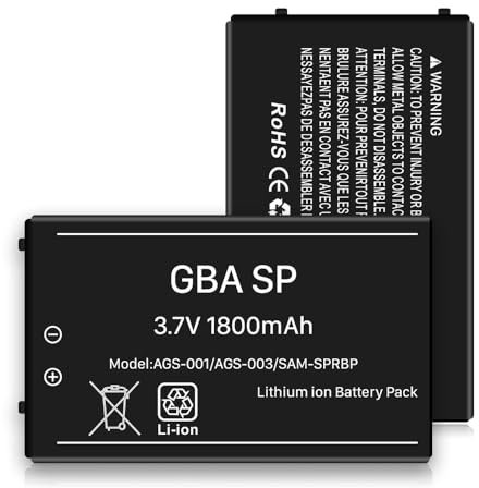 [1800mAh] for Gameboy Advance SP Battery, Upgraded High Capacity Rechargeable Battery for Nintendo GBA SP for Gameboy Advance SP AGS-001, SAM-003