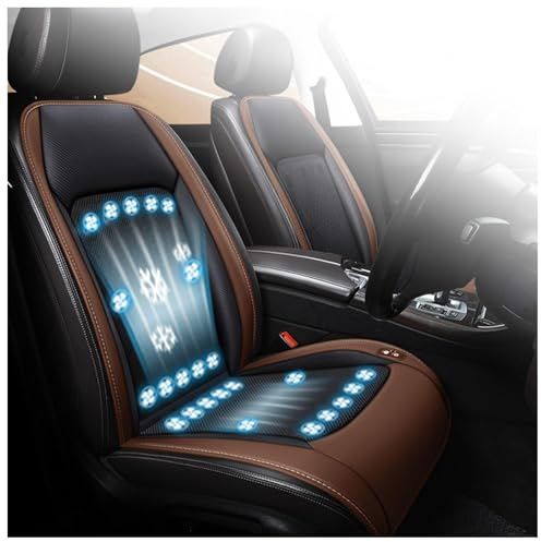 CUCUKAKA Siège Ventilé, 12v/24v avec 24 Ventilateurs, 3 Vitesses Réglables de Vent Housse De Siege Voiture Sièges Refroidis pour Voiture pour la Conduite d'été,Brown-24V