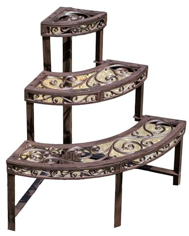 Darthome Cast Iron Corner Plant Stand Metal Scroll Quarter Round Flower Pot Etagere Rack