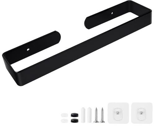 Adiwo Portasciugamani Bagno Nero, Impermeabile, Antiruggine, Resistente all'Olio, Bagno Portasciugamani 30CM in Alluminio con Materiali di Installazione Inclusi, 2 Metodi di Installazione
