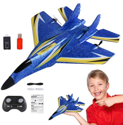 Remote Control Airplane - 11.42 Inch Waterproof double engine flying toy with 2.4GHz remote control replaceable battery, RC Plane | LED Aircraft - for outdoor educational fun kids beginners
