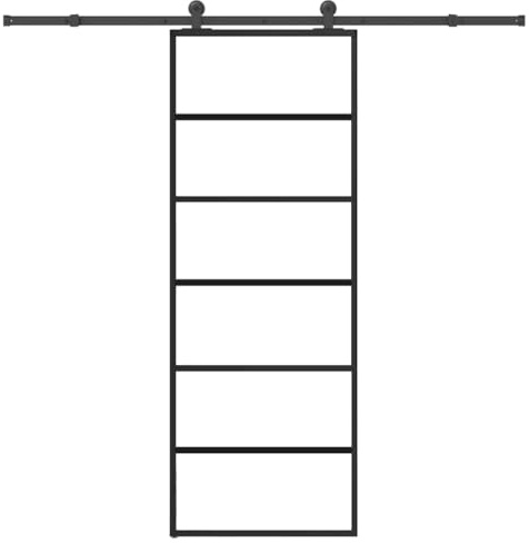 Runheo Porte coulissante en verre ESG 76x205 cm avec kit de quincaillerie en aluminium robuste pour intérieur moderne, espace optimisé, sécurité, isolation thermique phonique