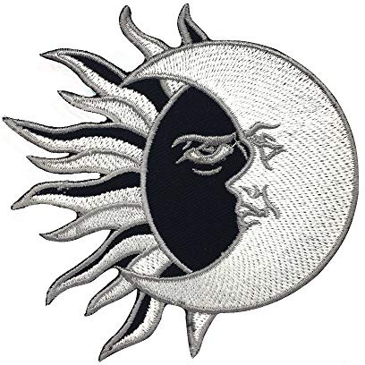 Yin Yang Sonne/Mond Patch zum Aufbügeln oder Aufnähen, Stickerei, Cartoon-Aufnäher