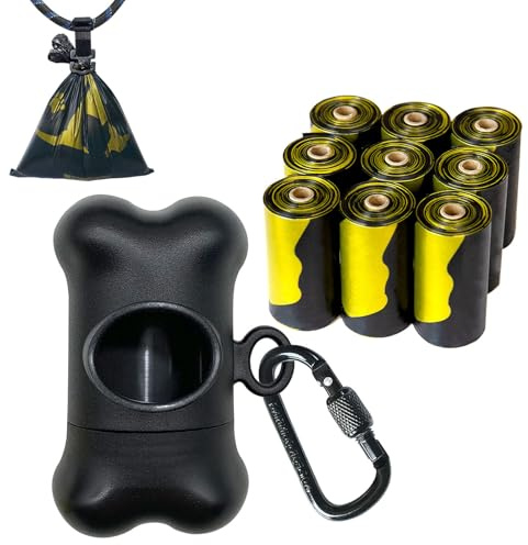 SHAOUMAN Benformad sopsäcksdispenser hundbajspåsar hållare hundavfallspåsar dispenser med läckagesäker grön bajspåsar（Schwarz，1 hållare med 135 påsar）