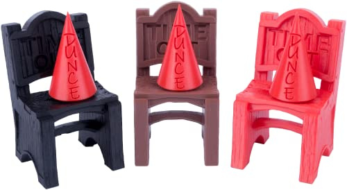 3D Vikings Stuhl der Schande mit Narrenkappe, Auszeitstuhl, Würfelgefängnis für schlecht rollende Würfel (3 Stück)