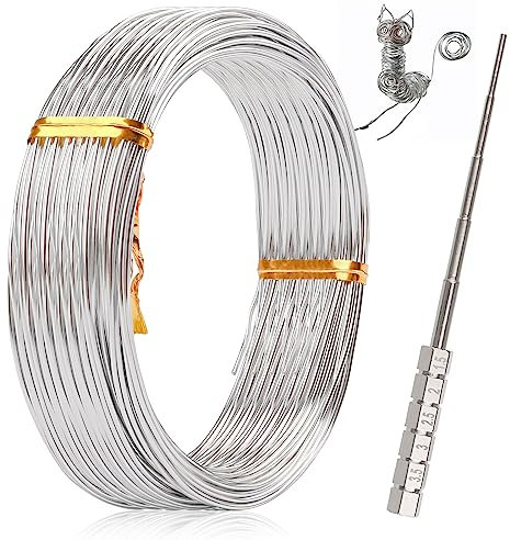 Aluminiumdraht 1mmx30m, 1 Rollen Basteldraht mit Coil Jig Tool, Draht zum Basteln Schmuckdraht Bindedraht für Schmuckherstellung Handwerk Modellbau Armaturen und Skulptur