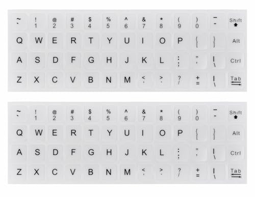 2Pack Universal English Keyboard Stickers - White Background With Black Lettering for Computer, Laptop, Notebook, Desktop