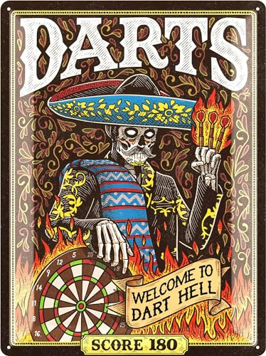 LANOLU XXL Retro Blechschild Dart Dekoration für Pub oder Dartkeller, Dart Fanartikel 30x40cm
