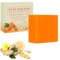 Savon à L'acide Kojique,Skin Lightening Soap,Savon Curcuma,VC Savonnette pour Eliminer Points Noirs,Acné et Taches Foncées,Doux pour l'Hydratation du Visage et Corps ﻿ (1, Orange*100g)