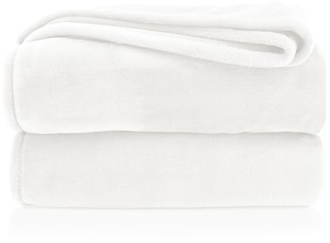 Kuscheldecke flauschig Flanell Wohndecke warm Oekotex Tagesdecke Überwurf Sofadecke fusselfrei Fleecedecke Super Soft XXL Decke 220x240 cm Typ380 weiß