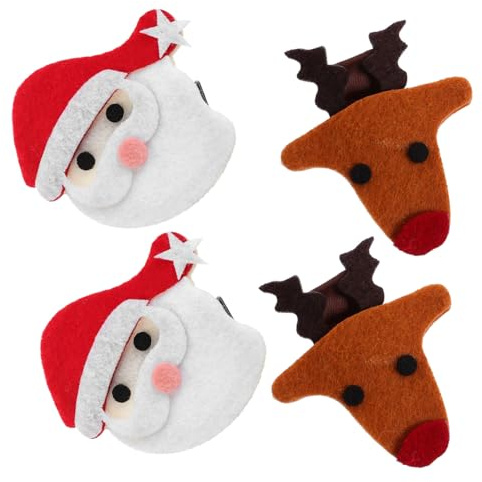 TOYANDONA 4piezas Pinzas Pelo Elementos Navideños para Tocados para Fiestas Navideñas Pinzas Pelo de Invierno Artículos Navideños para Fiesta de Navidad