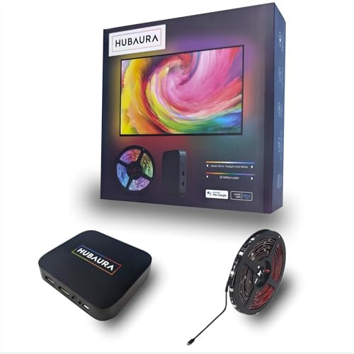 HUBAURA Sync Box retroiluminación HDMI 2.0 tira LED sincronización de imagen, tira LED para TV de 42 a 88 pulgadas (42-48 pulgadas)