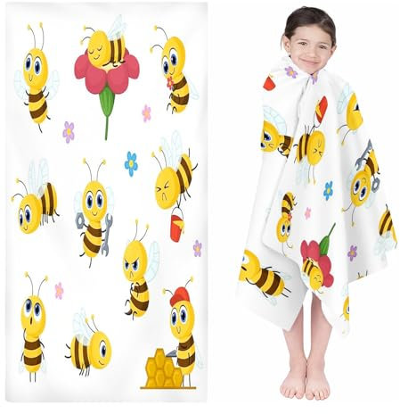 Qiqumax Cartoon Biene Strandtuch 90x180Cm Badetuch Strandlaken Handtücher 50x100cm Für Fitness Reisen Sport Badetuch Groß 100x200cm Microfaser Handtücher Handtuch (6,100 x 200 cm)