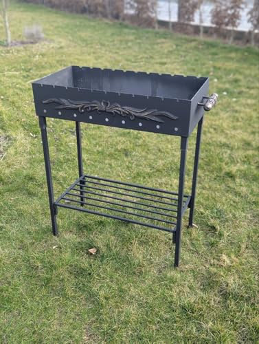 Stahl Mangal Holzkohlegrill mit Ablage – Stabiler BBQ Grill für Schaschlik & Spieße, ideal für Garten & Terrasse
