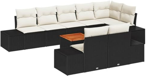 vidaXL Garten-Sofa-Set 9 STK. Schwarz und Weiß