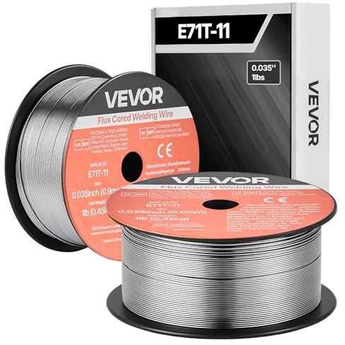 VEVOR Gasfri förtjockad tråd 0,9 mm 0,45 kg per spole, MIG E71T-11 svetstråd för bågsvetsning i alla positioner, självskyddad, för utomhusbruk, mjukt stål, låg projektion, set om 2