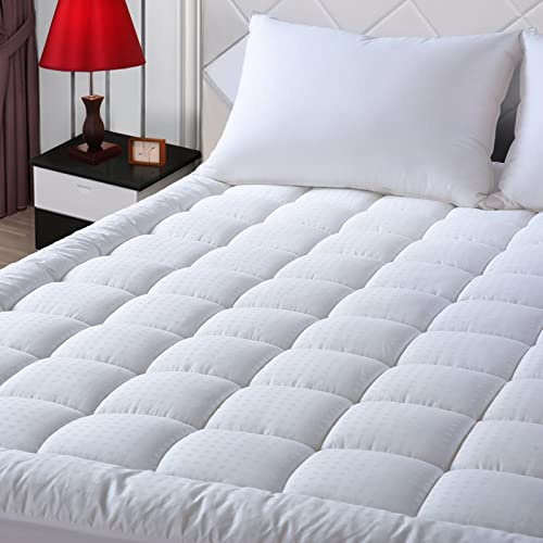 EASELAND King Size Mattress Pad Pillow Top Mattress Cover Quilted Fitted Mattress Protector Cotton 8-21 Deep Pocket Cooling Topper (78x80 Inches, White)