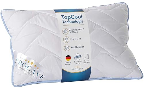 PROCAVE TopCool Kopfkissen Kochfest 50x70 cm, Qualitäts-Stepp-Kissen, Atmungsaktives Allergiker, Winter- und Sommer-Kissen 100% Aus Deutschland