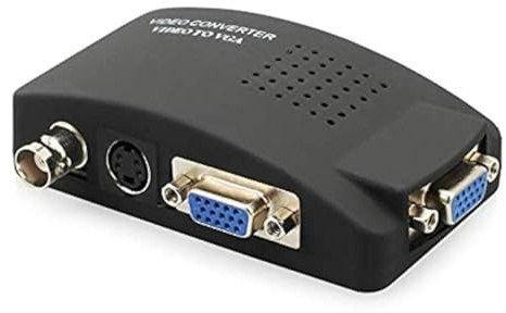 Wiistar BNC to VGA Video Converter Adapter Composite S-Video PC Input to VGA Monitor Output for DVR DVD PC TV Monitor