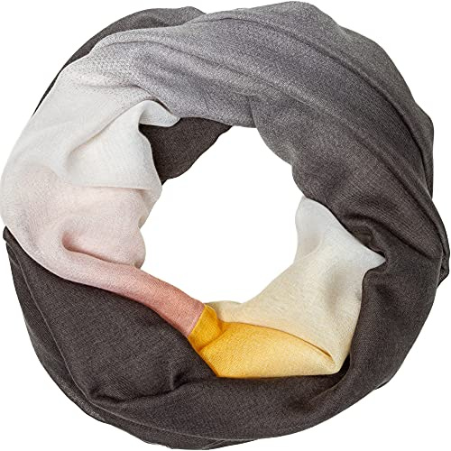 Caspar SC508 Damen Loop Schal mit Farbverlauf, Farbe:grau rosa curry, Größe:One Size