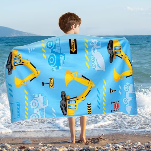 WERNNSAI LKW Strandtuch für Kinder, 76 X 150 cm Mikrofaser Sandfrei Handtücher Für Junge, Kinder Schnell Trocknend Badetuch,Ultra Saugfähig Superweich Stranddecke Pool Reisen Schwimmen Handtücher