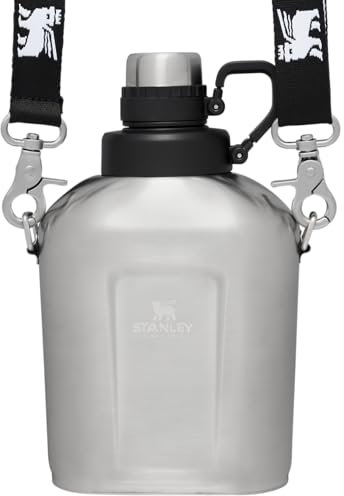 STANLEY Legendary Classic Canteen Water Bottle - 1.1 QT - Stainless Steel Canteen with Strap and Leakproof Lid - Dishwasher Safe and BPA-Free