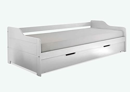 AVANTI TRENDSTORE Barbara - Letto in legno di pino massicio, con funzione letto estraibile. Materasso e rete a doghe NON comprese. Dimensioni LAP 204x60x97 cm