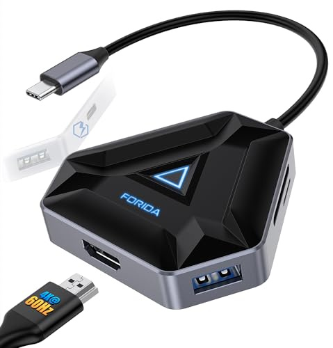 FORIDA USB C Docking Station, USB Hubs zu HDMI Adapter mit 4K@60Hz Port, 2 USB 3.0 Datenübertragungsanschlüsse bis 5 Gbit/s, 100W PD, Micro SD Kartenleser, Kompatibel mit Typ-C-Geräten (Blau)