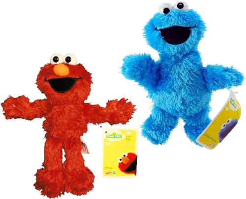 Sesamstraße, 15 cm - 20 cm, superweiches Plüschtier, Geschenk, Qualität (20 cm Elmo & Cookie)