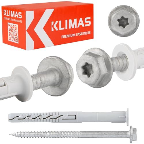 KPR-FAST Lot de 10 chevilles pour cadre de fenêtre avec vis et col 10 x 60-50 pièces