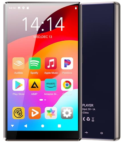 MP3-Player mit Bluetooth und WLAN, Oilsky 80GB Musik-Player mit Spotify, 1080P 4,7 Zoll Android MP4-Player mit Apps wie zum Beispiel Amazon Music, Pandora, Audible (Lila)