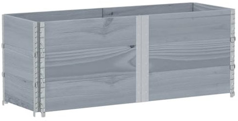 vidaXL Pflanzkasten, grau, 150 x 50 cm, Massivholz, Kiefernholz, Pflanzkasten für den Außenbereich, Blumenkasten, Tomatenkasten