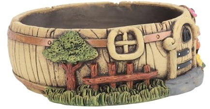 Yardwe Kreativer Gartentopf in Form Eines Pilzhäuschens Blumentopf für Sukkulenten Kaktus Mikrolandschaften aus Kunstharz