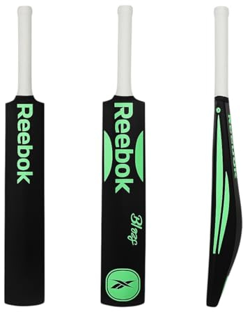 Reebok Blaze Batte de cricket en plastique – Taille complète 86,4 x 11,4 cm, PVC léger, design durable pour l'entraînement et les jeux récréatifs, convient aux enfants de 15 ans et plus (vert)