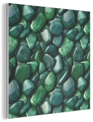 MuchoWow© Filz Bild als Akustikpaneele 40x40 cm Schlafzimmer Bilder Wand Deko Wohnzimmer Modern Wanddeko Schallschutz Akustikbild Abosrber Grün - Glänzend - Kieselsteine
