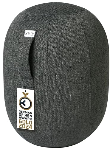 VLUV® KAPSUL STOV Balancekapsel Ergonomisch mit Tragegriff und Umkippschutz Schlanker Sitzball Waschbarer Stoffbezug Balancehocker Schreibtischhocker Wackelhocker Büro - Dunkelgrau - Größe L