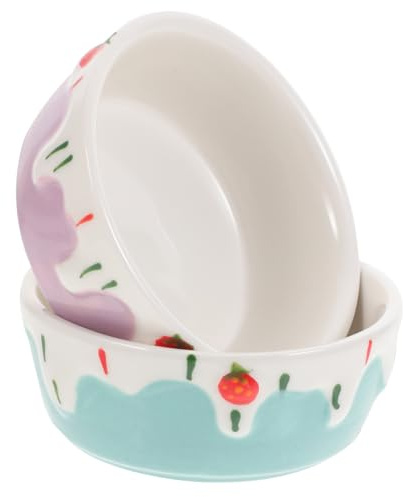 SEWACC Ciotola in Ceramica per Cibo Criceti e Porcellini D'india, Set 2 Pezzi Antiribaltamento e Anti-perdita, Fondo Stabile e Facile da Pulire per Piccoli Animali Domestici