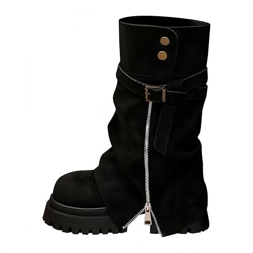 Bottines de cowboy élégantes pour femme avec talon - En daim - Confortables - Pour l'automne et l'hiver, 2 noir, 39 EU