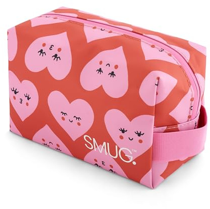 SMUG Toiletry Bag | Waterproof Travel Toiletry Bag for Gym, Shower, Shaving, Cosmetics & Makeup | Small Washbag for Men & Women | Stylish, Spacious & Easy to Clean | Hearts
